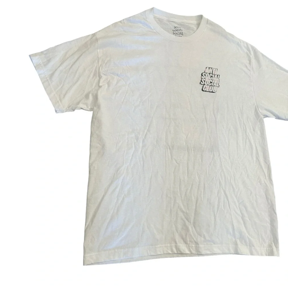Anti Social Social Club T-shirt Mens Size XL White Short Sleeve Pink Plaid - Picture 5 of 9